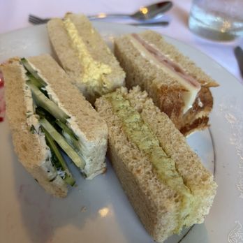 Yellow Rose Tea - Cucumber and herbed cream cheese, egg salad, pesto chicken salad and turkey and provolone sandwiches - Tea Rooms Near Me