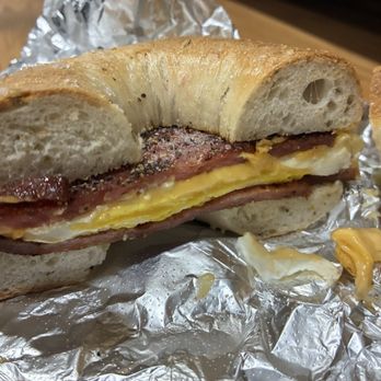 Udo's Bagels - Pork roll on sourdough (rosemary salt garlic) - Bagels Near Me - Lawrence Township, New Jersey Udo's Bagels - Pork roll on sourdough (rosemary salt garlic) - Bagels Near Me - Lawrence Township, New Jersey