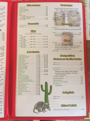Menu photo 2 Armadillo Mexican Grill Mansfield, LA