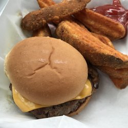 The Bar - Bacon Cheeseburger To-Go, sub Wedge Fries.  Amazing Flavor, I rarely eat a burger without condiments, this one really didn't need any