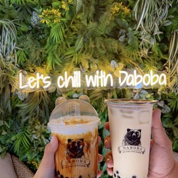 Daboba - regular roasted brown sugar pearl milk tea (left), large wintermelon green milk tea with boba (right) - Bubble Tea Near Me - San Diego, California Daboba - regular roasted brown sugar pearl milk tea (left), large wintermelon green milk tea with boba (right) - Bubble Tea Near Me - San Diego, California