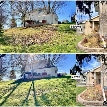 YardWorkWizard - Before and After pictures of a Fall Clean up job in Farmington. - Lawn Services Near Me