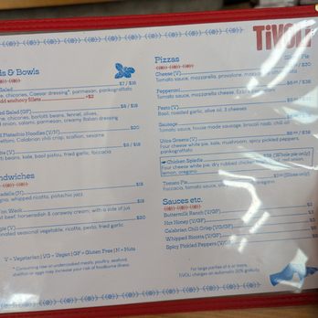 Tivoli - Lunch Menu (Feb 2026) - Pizza Near Me - Seattle, Washington