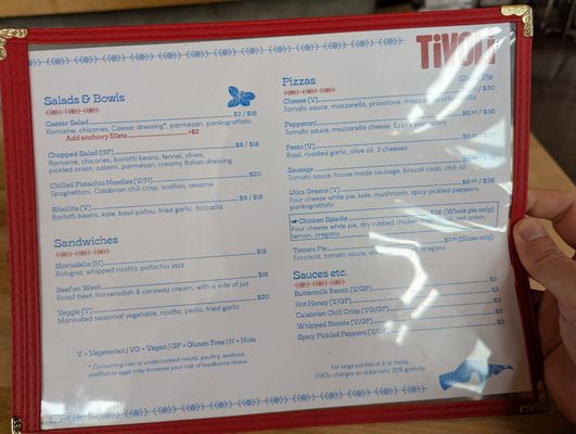 Menu photo 1 Tivoli Seattle, WA