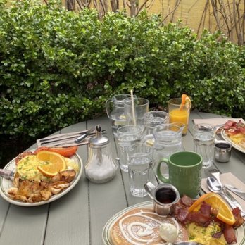La Note - Cote Nord, Cote Est and Les Ouefs Maison with fresh squeezed orange juice and coffee.. - French Near Me - Berkeley, California