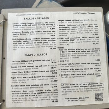 Amelie - Menu - Modern European Near Me - Barcelona, B