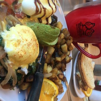 Two Chicks - Half a caprese half veggie Benedict with sweet potatoes - Breakfast & Brunch Near Me - Reno, Nevada Two Chicks - Half a caprese half veggie Benedict with sweet potatoes - Breakfast & Brunch Near Me - Reno, Nevada