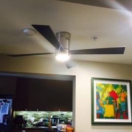 Russell's team installed a LED hugger ceiling fan.