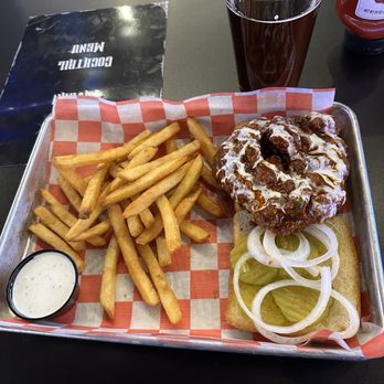 Pinballz Kingdom - Nashville Chicken Sandwich - Arcades Near Me - Buda, Texas