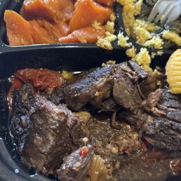 Short ribs, yams, greens and cornbread Short ribs, yams, greens and cornbread