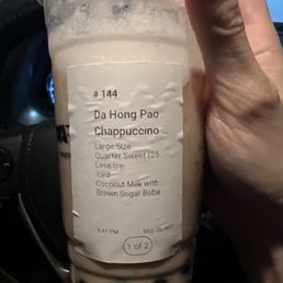 Da Hong Pao 25% sugar pearls and coconut milk Da Hong Pao 25% sugar pearls and coconut milk