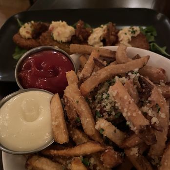 The Library Wine Bar & Bistro - Truffle Fries and Fried Green Tomatoes - Wine Bars Near Me - Wallingford, Connecticut The Library Wine Bar & Bistro - Truffle Fries and Fried Green Tomatoes - Wine Bars Near Me - Wallingford, Connecticut