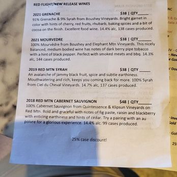 Callan Cellars - Menu - Wine Tasting Room Near Me - Chelan, Washington