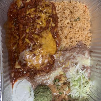 Queso Mexican Restaurant - Chimichanga with rice and beans - Mexican Near Me - Baton Rouge, Louisiana