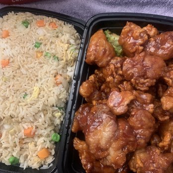 China Fusion - Orange chicken with fried rice and crab Rangoon ( not pictured but delicious) - Chinese Near Me - Oceanside, California