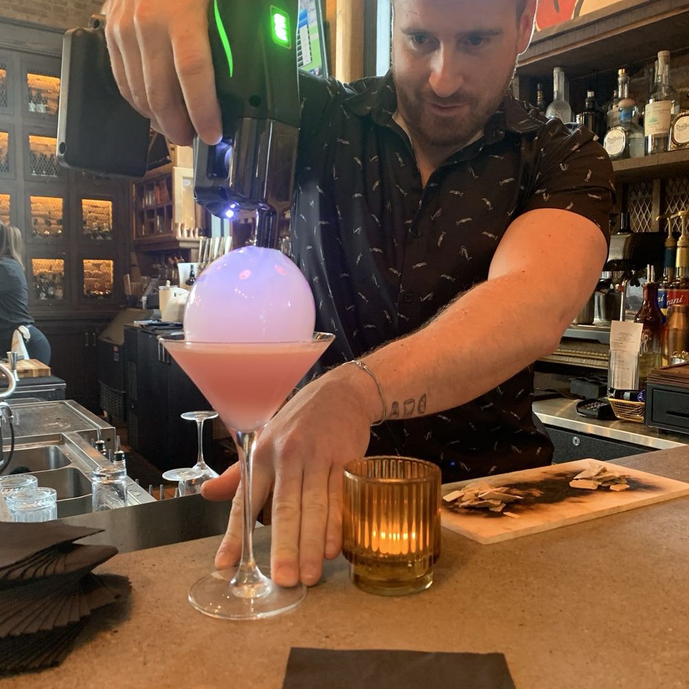 The Industry - Bubblegum Martini bubble gun!  So fun!!! - Cocktail Bars Near Me - Akron, Ohio