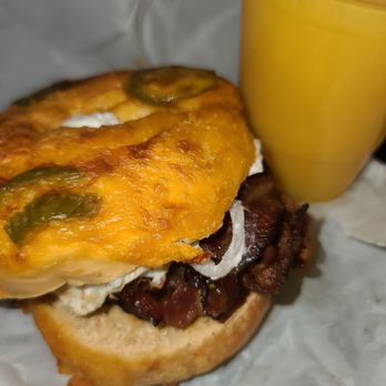 Millport - Farmer breakfast bagel, jalapeño and cheese. Yummy. - American Near Me - Imperial Beach, California Millport - Farmer breakfast bagel, jalapeño and cheese. Yummy. - American Near Me - Imperial Beach, California