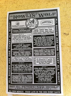 Menu photo 8 The Howlin' Wolf New Orleans, LA