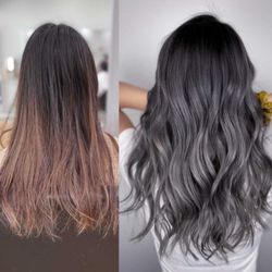 MG Hair Artistic Salon - Before and after hair bleaching and coloring.