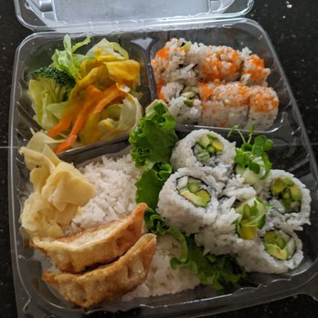 Mio Sushi - 2pc bento with veggie roll and CA roll. Also came with miso soup. - Japanese Near Me - Beaverton, Oregon