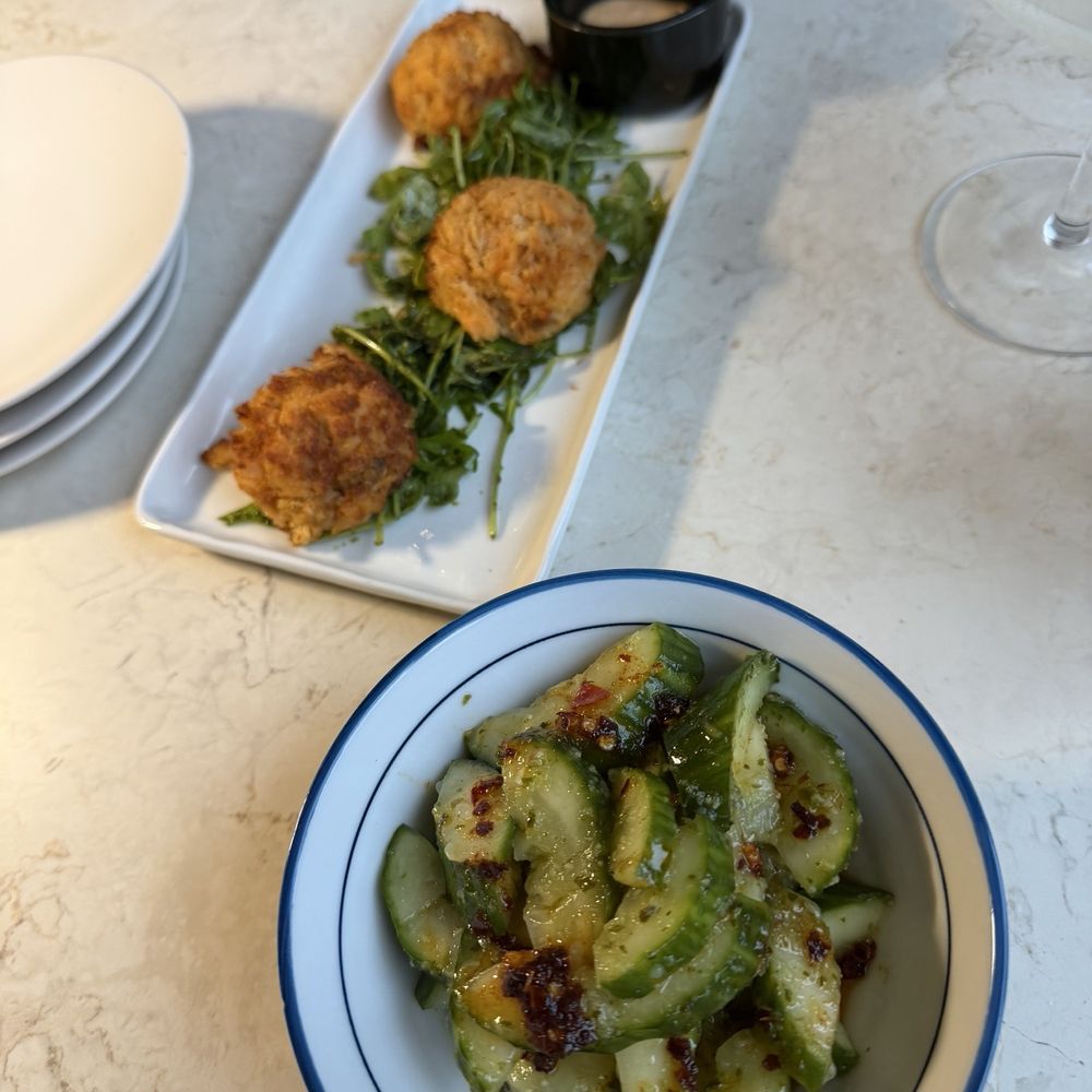 Dixiepura Kitchen - Salmon croquettes and cucumber smash - Southern Near Me - Chicago, Illinois