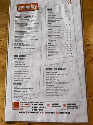 Menu photo 8 Memphis Cafe Costa Mesa, CA