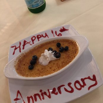 Gauchos Do Sul - One of the sweet waiters brought us this!!! It was one of the best Creme Brûlées I've ever had!! Love this place! - Steakhouses Near Me - Houston, Texas