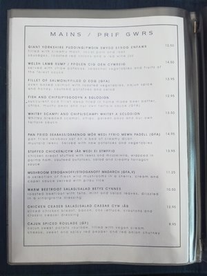 Menu photo 2 The Cliffs Inn Pwllheli, GWN