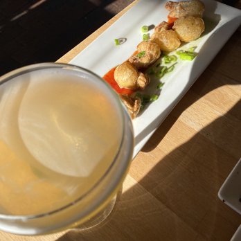 Scratch Kitchen & Taproom - Apple Cider 72 Margarita and Pimiento cheese wontons - Bars Near Me - Apex, North Carolina