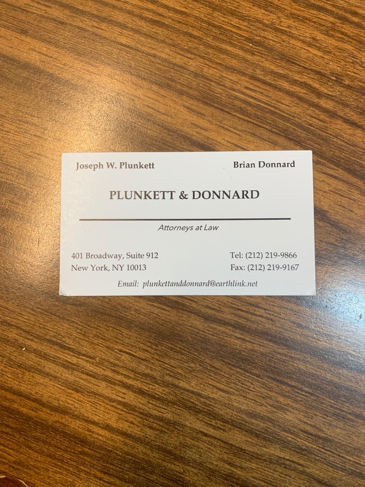 PLUNKETT AND DONNARD Updated September 2024 401 Broadway, New York