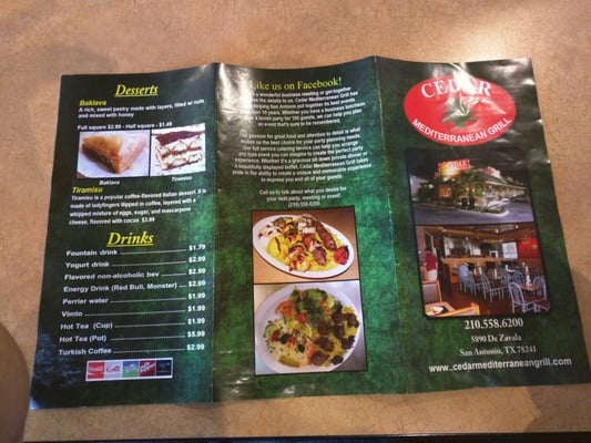 Menu photo 2 Cedar Mediterranean Grill San Antonio, TX