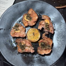 Friend chicken with caviar