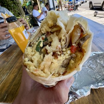 Greenlee's Bakery - Veggie Burrito (eggs, mushrooms, spinach, tomato, potato, and topped with cheese, but I did not see or taste the cheese). - Bakeries Near Me - San Jose, California Greenlee's Bakery - Veggie Burrito (eggs, mushrooms, spinach, tomato, potato, and topped with cheese, but I did not see or taste the cheese). - Bakeries Near Me - San Jose, California