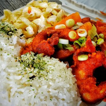 Pots n' Woks - Hawaiian Shrinp w/ macaroni salad and white rice - Chinese Near Me - Whittier, California
