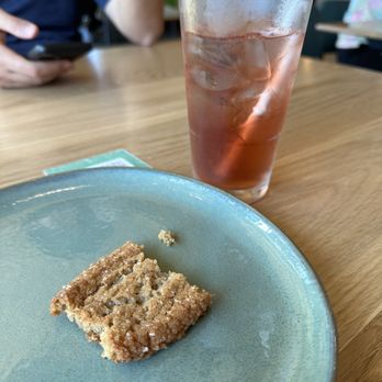 Google Visitor Experience Cafe - Half eaten salty-sweet butter cookie & Strawberry Dragonfruit craft soda - Cafes Near Me - Mountain View, California