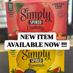 New Simply Spiked Cranberry and Lemonade Available now !!!