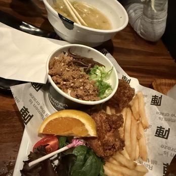 JINYA Ramen Bar - Union Station - Kids meal (chicken ramen, fried chicken, fries, lollipop, orange slice and chicken chashu with rice bowl, ice cream) - Ramen Near Me - Denver, Colorado JINYA Ramen Bar - Union Station - Kids meal (chicken ramen, fried chicken, fries, lollipop, orange slice and chicken chashu with rice bowl, ice cream) - Ramen Near Me - Denver, Colorado
