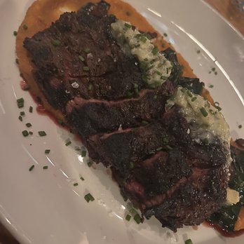 Graze - Special: medium rare steak over sweet potato mash with blue cheese butter - New American Near Me - Madison, Wisconsin