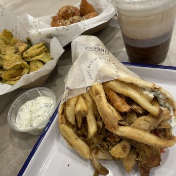 GRECO - Zucchini chips, loukoumades, Pork gyro (with chicken. Instead, no onions) - Greek Near Me - Boston, Massachusetts
