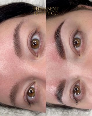 Brow Lamination - Brow lamination is the latest and most exciting treatment to hit the beauty industry. It’s noninvasive and essentially a “perm” for your eyebrows designed to give the illusion of fuller, more defined brows. It straightens the hairs so they lie flat making it easy for you to brush them in the right direction.
Not only the brow lamination but this treatment also includes a brow tint and wax/clean up and can last 6-8 weeks with proper care. (You can come in to get a maintenance wax after 4 weeks to keep them looking fresh and lasting longer.) Brow Lamination - Brow lamination is the latest and most exciting treatment to hit the beauty industry. It’s noninvasive and essentially a “perm” for your eyebrows designed to give the illusion of fuller, more defined brows. It straightens the hairs so they lie flat making it easy for you to brush them in the right direction.
Not only the brow lamination but this treatment also includes a brow tint and wax/clean up and can last 6-8 weeks with proper care. (You can come in to get a maintenance wax after 4 weeks to keep them looking fresh and lasting longer.)