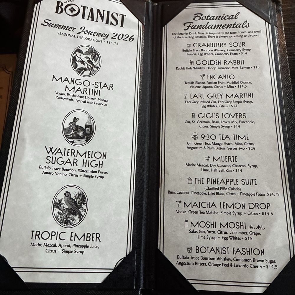 The Botanist - Menu - Cocktail Bars Near Me - Bakersfield, California