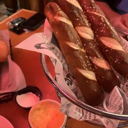 Baked Jumbo Bavarian Pretzels, minus two that we ate!!