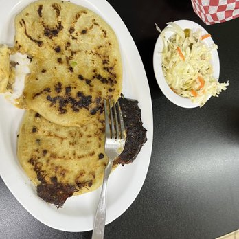 Maria's Pupuseria Restaurante - Two pupusas (jalapeño and cheese and traditional) - Salvadoran Near Me - Arlington, Texas