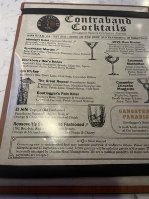 Menu photo 1 The Bootlegger Savannah, GA