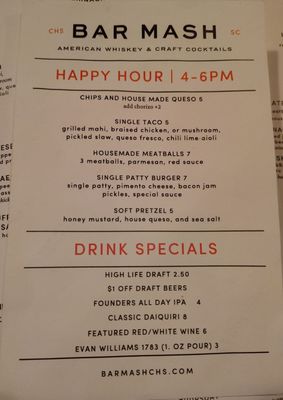 Menu photo 8 Bar Mash Charleston, SC