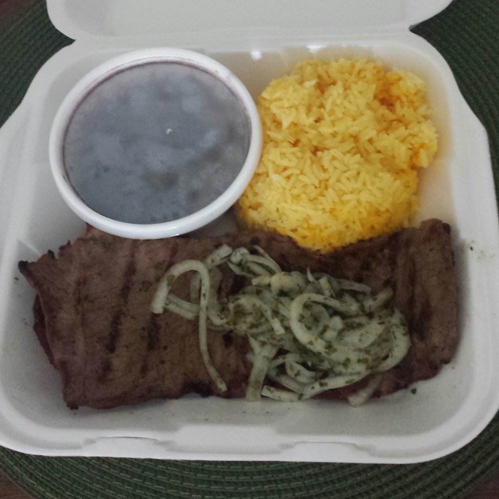 La Granja Restaurant - Steak with rice and beans and sweet plantains (its under the steak). Yummo! - Latin American Near Me - Margate, Florida La Granja Restaurant - Steak with rice and beans and sweet plantains (its under the steak). Yummo! - Latin American Near Me - Margate, Florida