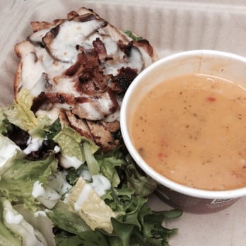 Kakaako Cafe - Lunch Combo: Alfredo Chicken Melt, Red Thai Curry soup, and salad @ Cafe Grace - Coffee & Tea Near Me - Honolulu, Hawaii