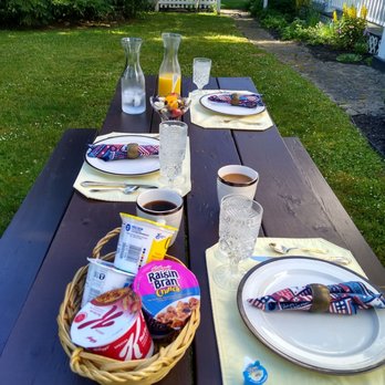 Borchers AuSable Canoe & Kayak - Breakfast setup on the 2nd morning. - Bed & Breakfast Near Me - Grayling, Michigan Borchers AuSable Canoe & Kayak - Breakfast setup on the 2nd morning. - Bed & Breakfast Near Me - Grayling, Michigan
