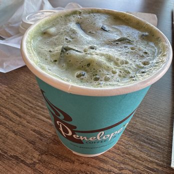 Penelope's Coffee And Tea - Small Iced Matcha Chai Latte - loved this, but a tad too sweet for me - Coffee & Tea Near Me - Foster City, California