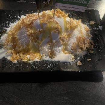 Khan Skewer Restaurant - Complimentary dessert. Passion fruit (liliko'i) shaved ice. - Barbeque Near Me - Honolulu, Hawaii